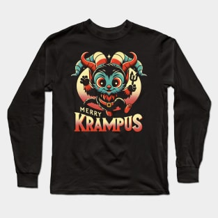 Cute Merry Krampus - Christmas Holiday - 30’s retro cartoon Long Sleeve T-Shirt